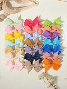 12/20/40pcs Colorful Symmetrical Bow Hair Clips - Yellow & Pink, Suitable For Girls, Gift Use - Multicolor - View 6