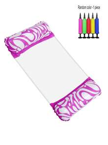 1 pieza de hamaca inflable de tubo doble con estampado, hecha de material de PVC, silla flotante plegable para piscina, silla de agua inflable cómoda, adecuada para vacaciones, reuniones y relajación - Versión mejorada - Ver 10