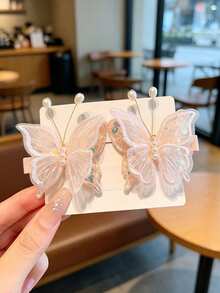 Hai chiếc kẹp tóc hình bướm thêu họa tiết cổ tích siêu dễ thương, kiểu dáng Hanfu cổ điển, có kẹp tóc ở hai bên mái, phù hợp cho mọi mùa. - Nhiều màu - Xem 5