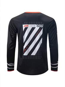 HISERWA Men's Summer Lightweight Motocross Jersey – Long Sleeve Oversized Cooling Breathable Quick Dry MTB Downhill Shirt For Bike Riding - Black - View 2