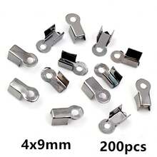 200pcs Cove Clasps Cord End Caps String Ribbon Leather Clip Tip Fold Crimp Bead Connectors For DIY Jewelry Making Supplies - Crod End - View 11