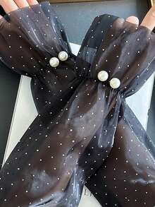 1 Pair New Lace Pearl Polka Dot Sleeve Cuffs, Fashionable Elegant Self-Contained Gloves For Outdoor Driving, Vacation, Travel, Breathable Thin Arm Sleeves - Multicolor - View 13