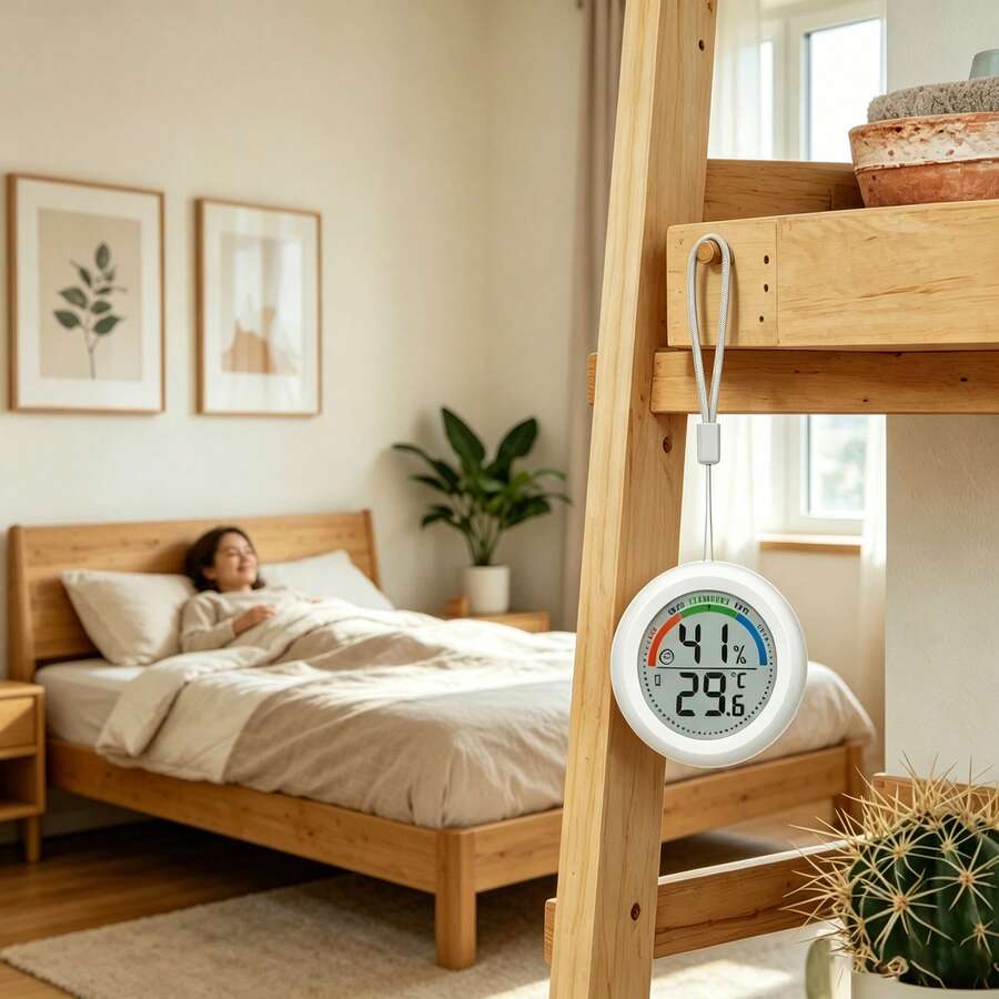 Thermomètre hygromètre numérique d'intérieur, thermomètre et hygromètre de haute précision, conception de support mural magnétique et de bureau, mini jauge portable pour la maison, le bureau, la cuisine, le réfrigérateur, la serre - Voir 1