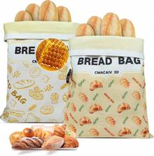 Paquete de 2 bolsas de pan de cera de abeja, 17*13, bolsas de pan orgánicas reutilizables para pan casero de masa madre, con forro exterior de lino y forro interior de cera de abeja de algodón, a prueba de humedad y que conserva la frescura, con cierre y cubiertas para recipientes. - Blanco - Abejita - Ver 12