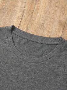 Camiseta Casual de Verano para Mujer YOCASA, con Cuello Redondo, Ajustada y de Manga Corta, con Estampado de Pintura al Óleo, Motivos Florales, de Corazones, de Cerezas y de Letras.Tela sencilla y casual, estilo deportivo, ideal para uso diario y una cita de San Valentín. - GRIS-YH137 - Ver 4