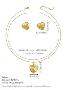 1/3 Sets Gold Tone Women Necklace Set, Gold Jewelry Combo Including Heart Necklace Set, Bow Necklace Set, Geometric Earrings Set, Necklace And Earrings Matching Design, Vintage Elegant Vibe, Made Of High-Quality Stainless Steel, Waterproof, Hypoallergenic, Fade-Resistant - Multicolor - View 11