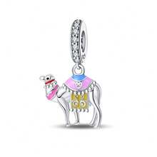 1pc S925 Sterling Silver Travel Landmark Pendant Bead, Multi-Country Architecture, Suitcase, Camel Carousel Colorful Enamel Rhinestone Style, Recreating Characteristic Scenery Of Various Countries, Comes With Gift Box, Suitable For Bracelet Necklace, Ideal For Handmade DIY Beading And Travel Souvenir Gift - Multicolor - View 17