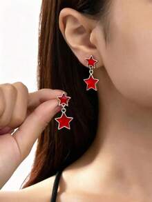 1 Pair Elegant Geometric Star Dangle Earrings, Suitable For Women's Daily Wear - Star Earrings - View 1