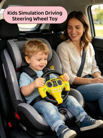 360° Rotating Multifunctional Suction Cup Steering Wheel Toy, Early Education Tool For Children, Simulating Driving Fun, Realistic Car Sound Effects, Suitable For 1-3 Years Old Toddlers, Also Can Be Used As Driving Simulator, 3-8 Years Old Kids Toy, 3 Years Old Boys Toy, 3 Years Old Children Learning Toy, Car Game Or Gift For Boys