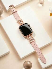 1件超細纖維手錶錶帶，適用於女性與男性，兼容 38mm、40mm、41mm、42mm、44mm、45mm、46mm、49mm - S11/10-42mm 亮面金屬扣，超薄舒適且防汗 - 優雅時尚手錶錶帶，適合商務、約會、婚禮、派對與日常穿著 - 可愛禮物，高品質替換手錶錶帶配件 - 粉皮玫瑰金扣 - 查看 15