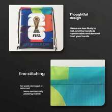 FIFA Drawstring Gym Bag, 2026 USA Canada Mexico World Cup Unisex Drawstring Backpack, Back To School Sports Bag, Durable Printed Drawstring Pouch, Soccer Fan Cheer Bag, Hiking Bag, Black And White Portable Storage Bag - Multicolor - View 5
