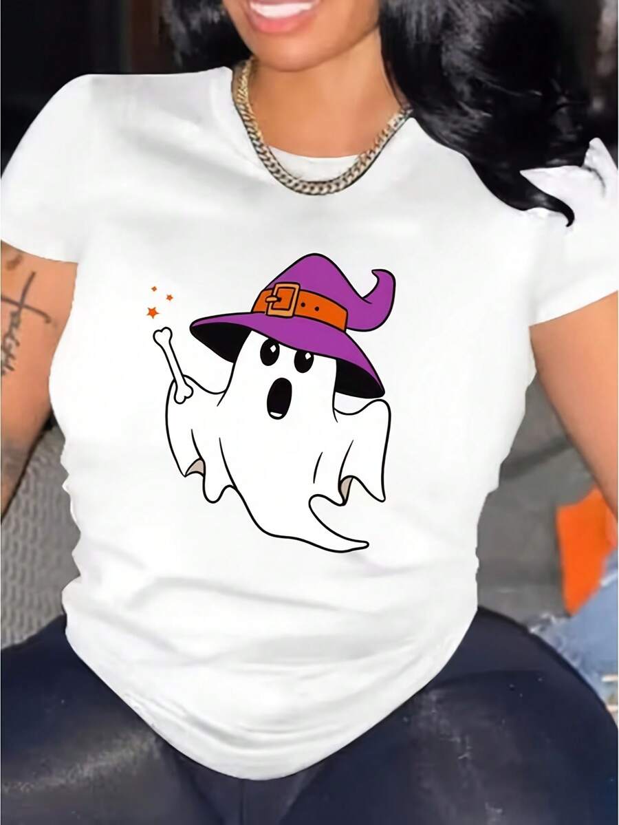 New Minimalist And Modern Summer Collection - Women's Casual Sporty Style T-Shirt, Short Sleeve T-Shirt, Summer T-Shirt, A Combination Of Modern And Attractive Designs, Fashionable And Versatile For Sports, Casual Daily Wear And Various Occasions, Casual Women's Top For Everyday Wear. - 白色 - 查看 1