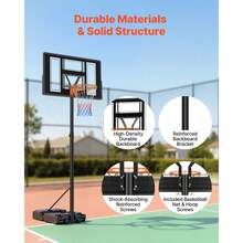 Portable Basketball Stand, 4.4 Ft To 10 Ft Height Adjustment Basketball Hoop & Goal, Adjustable Basketballs Goal System With Built-In Rolling Wheels For Kids, Teens, Adults In Driveways, Pools - 4.4 ft to 10 ft - 查看 4