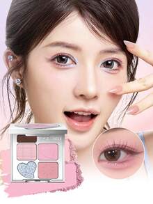 ROCK SWEET 5-Color Eye & Brow Palette - Brow Pencil, Brow Powder, Neutral Eyeshadow, Contour And Matte Highlighter, Sweat-Proof (Perfect Gift) - 02 Early Spring Trap (Ice Point Cherry Blossoms)# - View 3