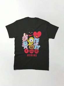 Camiseta con diseño de pegatinas lindas de BT21 Arirang – Camiseta clásica, regalo para fans del ejército, manga corta informal, camisetas con personajes de BT21 para mujer, ropa de hombre, camisetas, ropa, ropa para, camisetas de verano, Copa Mundial 2026, ropa de mujer - Negro - Ver 6