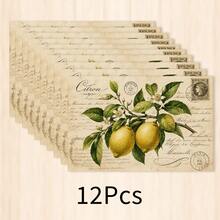 1pc Lemon Pattern Linen Placemat, Breakfast Mat, Coffee Coaster, Bowl Pad, Kitchen Accessory, Easy To Clean Dining Mat, Suitable For Home, Restaurant, Dining Decor, Holiday Gift, Gift For Friends, Multi-Piece Set - Multicolor - View 12