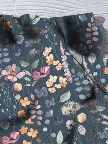 Blusa casual de mujer con estampado floral vintage, adecuada para el verano, citas, uso en la oficina y blusas elegantes para exteriores - Niebla azul - Ver 4