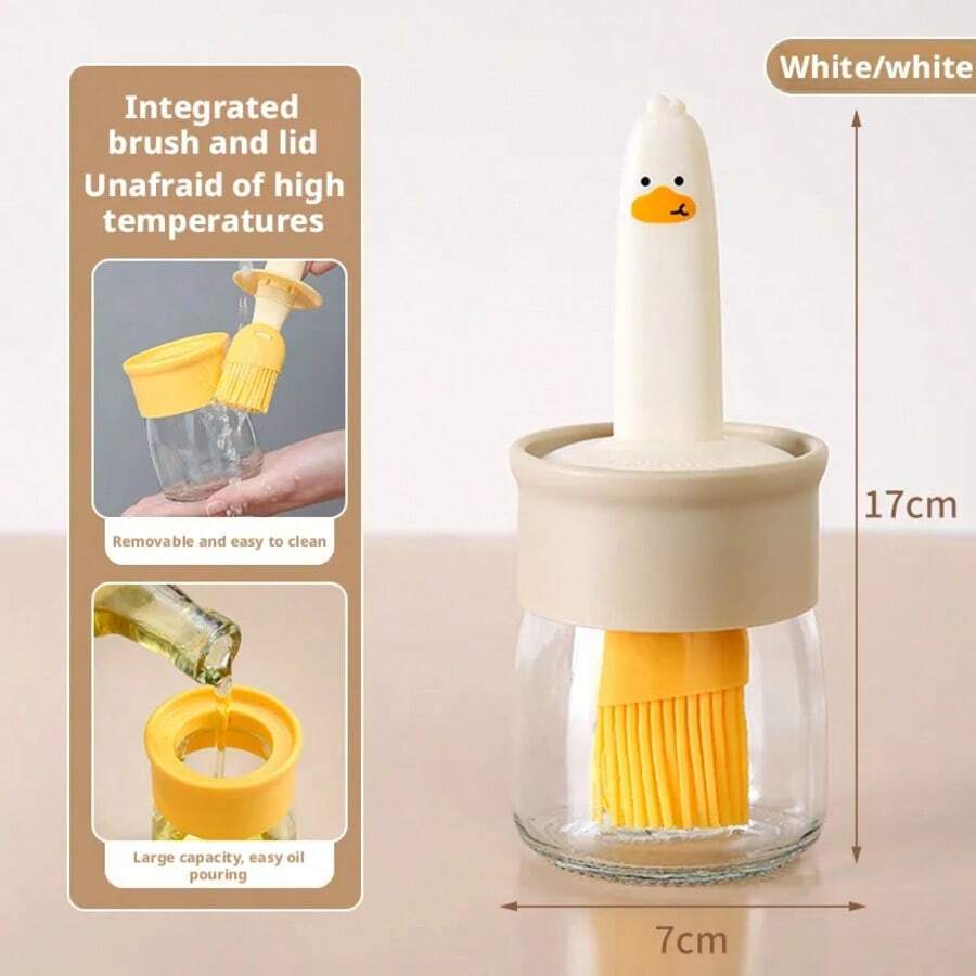Cute Duck Silicone Oil Brush With Glass Bottle, Basting Brush For Cooking, Baking, BBQ, Kitchen Gadget - Little Yellow Duck - View 1