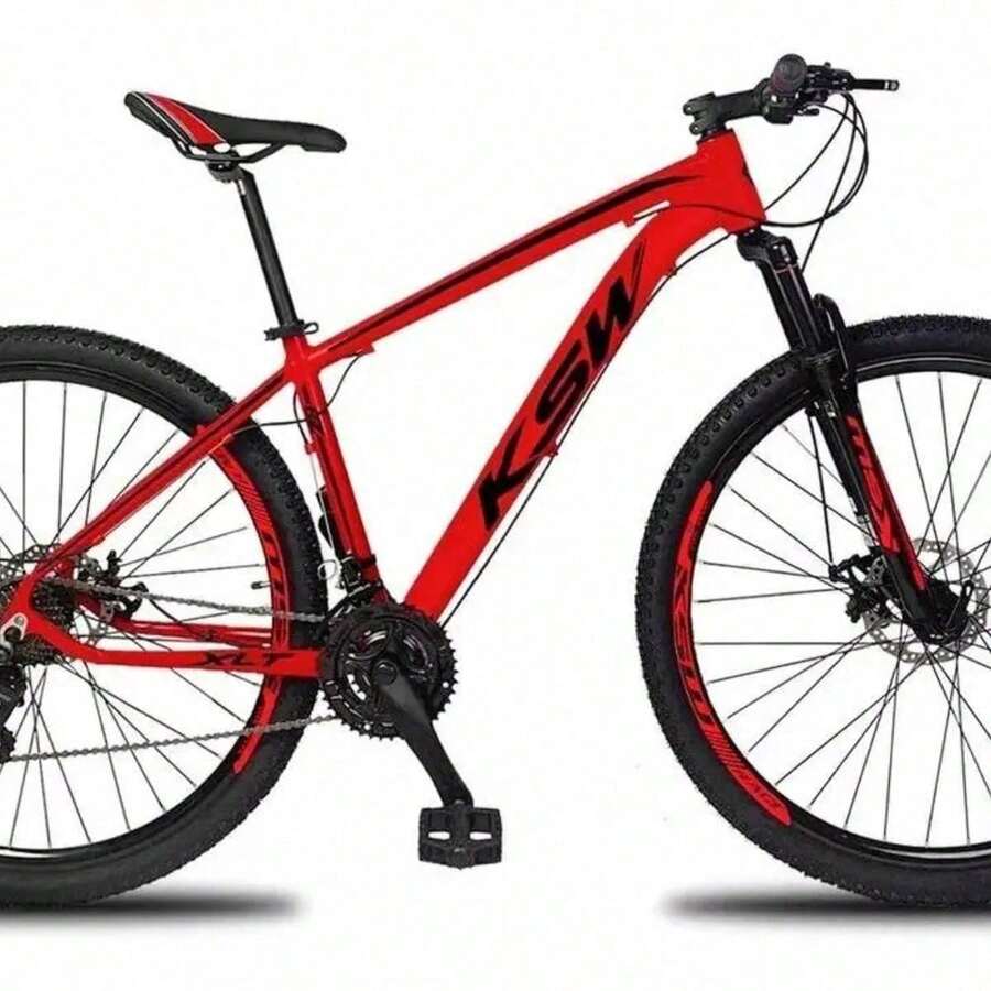 KSW 29-Inch Wheel Bicycle, 9-Speed, Hydraulic Brakes, Lockout, And 11/40 Cassette. White Color. Frame Size 19. - merah - View 1