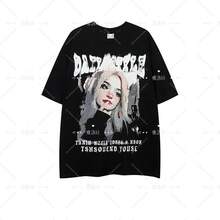 Thick Cotton Short-Sleeved T-Shirt With Anime Character Print, European And American Street Style, For Men And Women, Basic Short-Sleeved T-Shirt For Couples In Summer. - 白色 - 查看 5