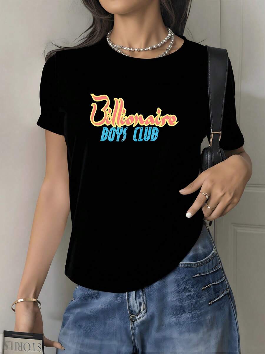 Colorful Text Symbolizing Confidence And Modern Energy With Vibrant Lettering That Evokes A Free Spirit And Determined Attitude. Women's Casual T-Shirt For Stylish And Comfortable Everyday Wear. - 黑色 - 查看 1