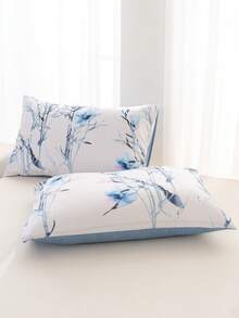 1 pièce/2 pièces/4 pièces Taie d'oreiller imprimée de plantes et de fleurs, respirante, douce et confortable, avec fermeture enveloppe pour la décoration de la chambre, du canapé et du salon. Décoration d'inspiration vintage pour la chambre, le salon. Parure de lit à la mode, sans oreiller, convient pour toutes les saisons. - Multicolore - Voir 1