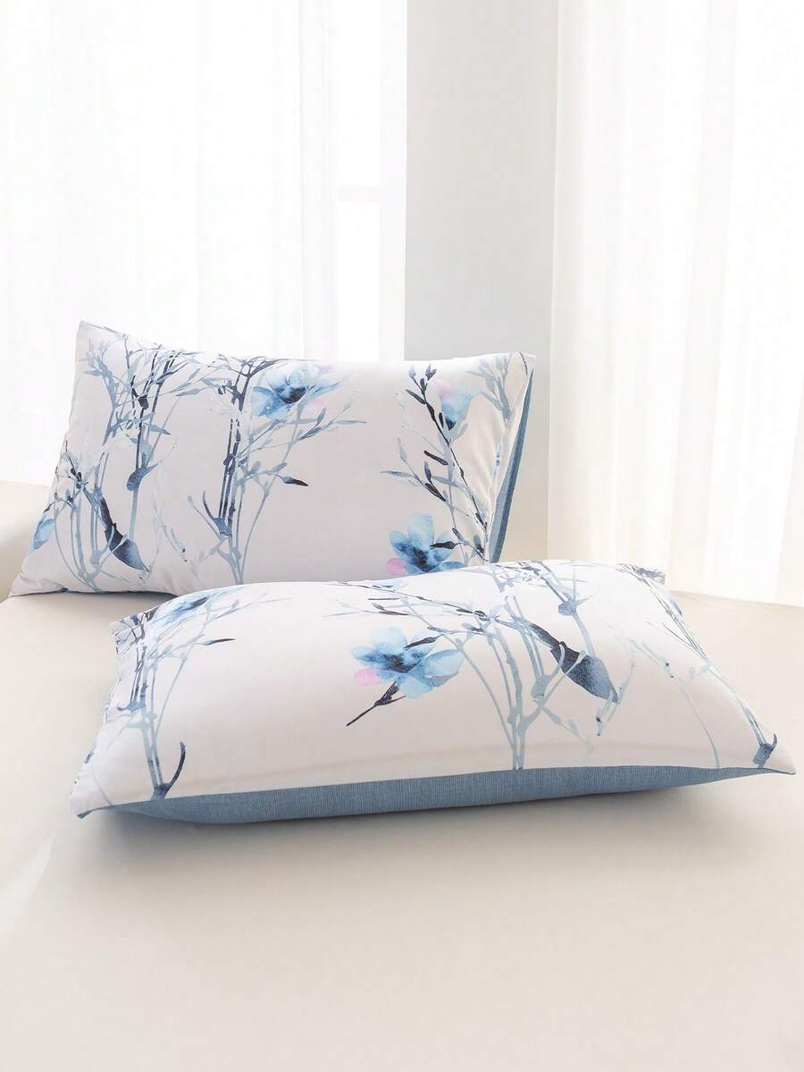 1 pièce/2 pièces/4 pièces Taie d'oreiller imprimée de plantes et de fleurs, respirante, douce et confortable, avec fermeture enveloppe pour la décoration de la chambre, du canapé et du salon. Décoration d'inspiration vintage pour la chambre, le salon. Parure de lit à la mode, sans oreiller, convient pour toutes les saisons. - Multicolore - Voir 1