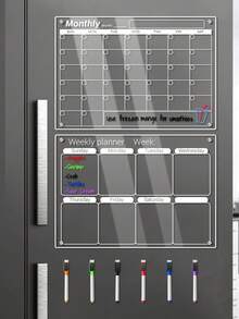 Magnetic Transparent Schedule Planner Board, Blank / Weekly / Monthly Plan, 3 Styles Available, Erasable Office & Home Memo Tool - Multicolor - View 4