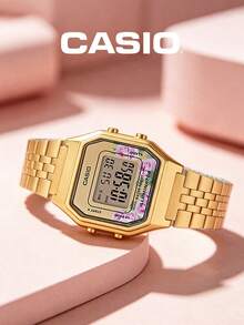 奢華金色方型女錶，30米防水復古日常通勤女錶，CASIO LA-680WGA-4C - 金色 - 查看 3