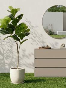 1pc Tropical Artificial Ficus Tree, Fake Large Nandina Bamboo Branch, Plastic Palm Tree, Plastic Lacquer Tree; Lifelike! Made Of Imported PU Gel, High-Quality Realistic Potted Plants For Balcony, Garden, Office Decor, Tall Green Ficus Tree, Excluding Planter (2 Styles Randomly Shipped) - Green - View 6