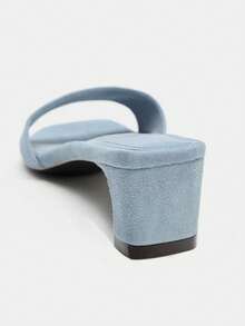 Mẫu sandal cao gót hở gót bằng da lộn mới dành cho nữ, bộ sưu tập Xuân/Hè 2026. - Màu xanh lam - Xem 5