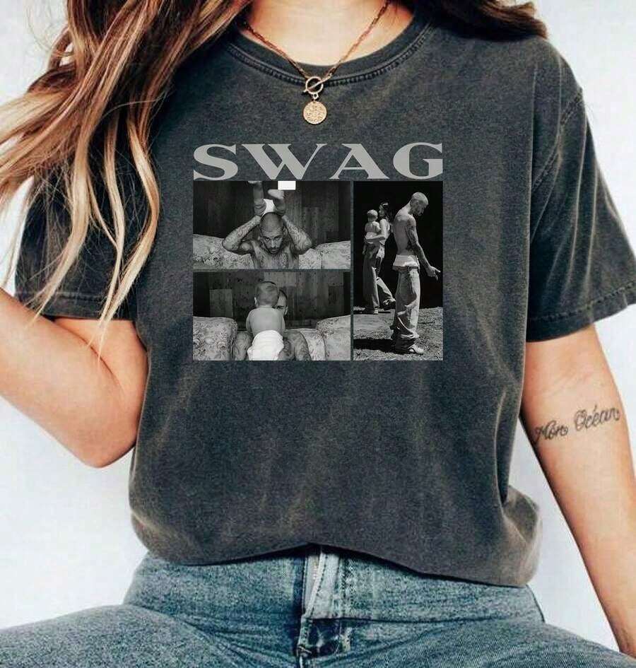 SWAG 2026 Coachella 2000s Pop Nostalgic T-Shirt, With You Era Album Theme Tee, New For Men And Women, 100% Cotton, Distinctive Portrait Print, Crew Neck, Short Sleeve, Streetwear, Breathable, Soft, Unisex T-Shirt For Summer Outings, Casual Daily Wear For JB XRKB Fans - 黑色 13 - 查看 1