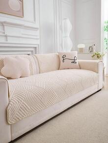 1pc Bohemian Style Thick & Soft Sofa Cushion, Made Of Machine Washable Velvet Fabric, Suitable For 1-4 Seater Sofa, Perfect For Living Room, Bedroom, Office And Home Decor - White - View 1
