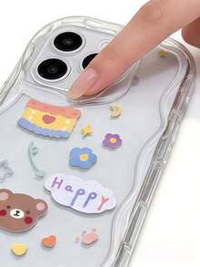 1 chiếc ốp lưng điện thoại TPU mềm hình gấu bánh kem dễ thương, họa tiết sóng Dopamine, tương thích với Apple 17 Promax 17Air 17Pro 17 16 Promax 16 Plus 16 Pro 16 15Promax 15 Plus 15Pro 15 14Promax 14Plus 14 Pro 14 13Promax 13 Pro 13 12Promax 12Pro 11 Promax 11 Pro 11 XSMAX XR X/XS 7Plus 8Plus/Galaxy S21 S22 S23 S24 S25 S26 - Trong sáng - Xem 2