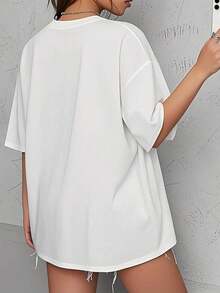 2026 Camiseta Blanca de Manga Corta con Estampado de Rompecabezas de Corazón para Concientización sobre el Autismo, Ropa Casual, Blusas para Mujer Casual - Blanco - Ver 4