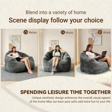 Round Ergonomic Pouf That Conforms To The Contours Of The Body For Optimal Relaxation And Comfort At Home. - 灰色 - 查看 2