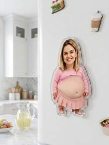 1 pieza Imán de nevera personalizado divertido y lindo con diseño de barriga, imán de foto acrílico irregular personalizado, diseño creativo, decoración de cocina, regalo de anuncio de embarazo, regalo de pareja humorístico, múltiples estilos de barriga recuerdo familiar, tiras de fotos magnéticas - Multicolor - Ver 8