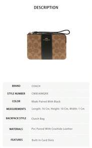 Coach品牌Logo女士手拿包 - 卡其色配黑色CW854IMQRX - 查看 9