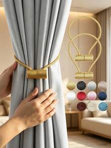 2pcs/4pcs Magnetic Polyester Cylinder Side Suction Window Curtain Tie Backs, Multiple Colors & Sizes Available, Suitable For Curtain Fixing And Decoration - Multicolor - View 2