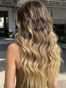 22-Inch 4pcs/Set Ombre Clip-In Hair Extensions, Natural Wavy Texture, Heat-Resistant Synthetic Fiber, Suitable For Women & Girls, For Party & Daily Use - Multicolor - View 3