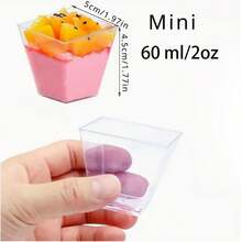 Reusable Transparent Square Dessert Cups, Suitable For Snacks, Chocolate, Ice Cream, Fruits, Cakes, Mousse, Pudding, Appetizers, Applicable For Restaurants, Family Gatherings, Parties, Wedding Decorations - View 12