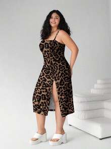 Vestido largo de mujer talla grande con estampado de lunares, tirantes finos, para playa, atuendo primaveral, fiesta de vacaciones, vestido hawaiano, vestido casual de mujer, vestido largo casual con espalda abierta, estampado floral y bajo con a - Multicolor - Ver 3