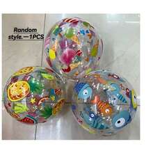 1pc Inflatable Beach Ball - Durable PVC Material, Tropical Fish, Pineapple & Starfish Pattern Multi-Color Mix, Suitable For Pool Parties, Outdoor Summer Fun Inflatable Pool Ball | Summer Vibes | Beach Accessories - Random Style - Multicolor - View 8