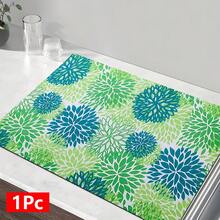 1pc Fresh Blue & Green Chrysanthemum Pattern Absorbent Dish Drying Mat, Espresso Machine Countertop Absorbent Mat, Sink Drain Mat, Soft Faucet Absorbent Mat, Sink Cup Mat, Home & Kitchen, Bathroom Accessories - Multicolor - View 14