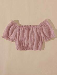 Camisa crop con cordón delantero ribete fruncido - Rosa vieja - Ver 2