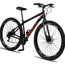 GTS ZT 29-Inch Steel Bicycle, 21 Speeds, Disc Brakes - Black/White - Size 17 - 紅色的 - 查看 1
