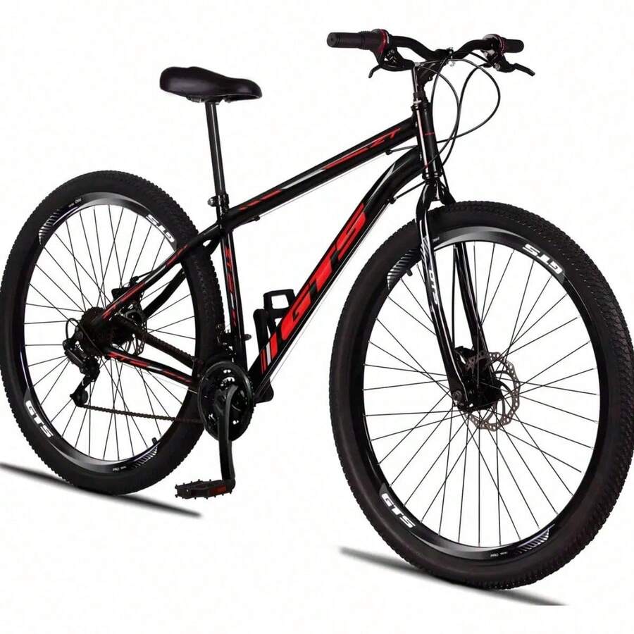 GTS ZT 29-Inch Steel Bicycle, 21 Speeds, Disc Brakes - Black/White - Size 17 - 紅色的 - 查看 1
