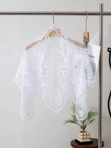 1 chiếc khăn choàng tam giác bằng lưới thêu dành cho nữ, khăn che mặt cô dâu thanh lịch, khăn đội đầu nhà thờ bằng ren lưới thêu hoa hình chữ thập, khăn đội đầu cưới đa năng cho mọi mùa. - Nhiều màu - Xem 11