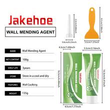 Jakehoe 100克墙面修补剂套装,速干墙面修补膏,带刮刀,防水防污,适用于裂缝和孔洞 - 牆面修補套件 - 查看 6