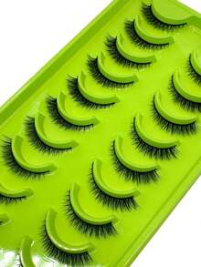 10 Pairs Soft & Fluffy 3D Faux Mink Eyelashes, Natural Looking Handmade Dramatic False Eyelashes, Thick & Voluminous Fake Eyelashes - Multicolor - View 2